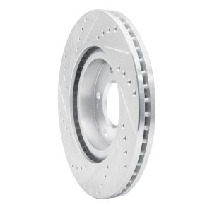 Mitsubishi Eclipse Brake Rotor (1) - Front Right - R1 Concepts - Drilled & Slotted - Silver - `04-`12